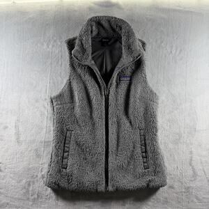 Patagonia Sherpa Fleece Vest Gray Full Zip Cozy Gorpcore Womens M
